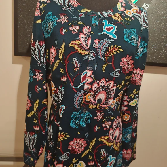 LOFT Floral Garden Shirt Flowy Dress - Picture 6 of 14